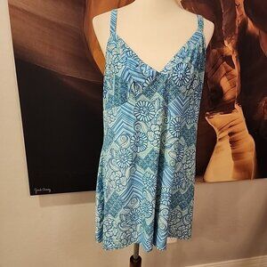 studio donatello Chemise Lingerie XL Blue Paisley Slip Pj Sleepwear